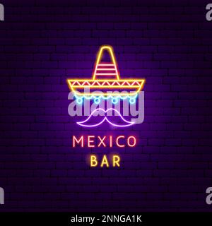 Mexico Bar Neon Label Stock Vector