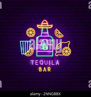 Tequila Bar Neon Label Stock Vector
