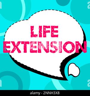 Handwriting text Life Extension. Word Written on able to continue working for longer than others of the same kind Stock Photo