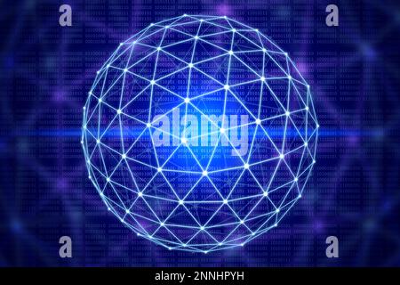 A global network in the form of a ball symbolizing modern technologies in the IT industry. Stock Photo