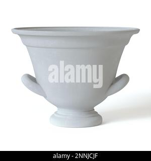 Antique ancient greek white clay vase on a white background. Stock Photo