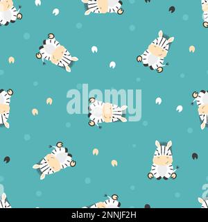 Cute zebra pattern. Seamless vector background for kids. Stock Vector
