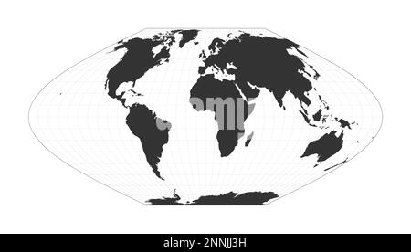 Map of The World. McBryde-Thomas flat-polar sinusoidal equal-area projection. Globe with latitude and longitude net. World map on meridians and parall Stock Vector