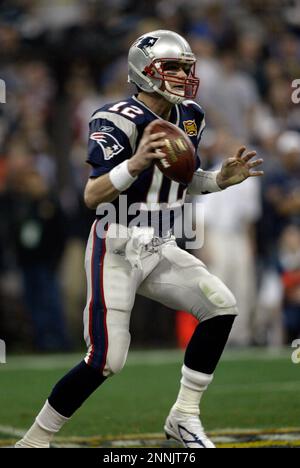 01 Feb 2004: Tom Brady of the New England Patriots during the New England  Patriots 32-29 win over the Carolina Panthers in Super Bowl XXXVIII at  Reliant Stadium in Houston, TX. (Icon