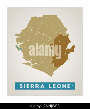 Vintage SIERRA LEONE Map with Regions Borders and Major Cities ...
