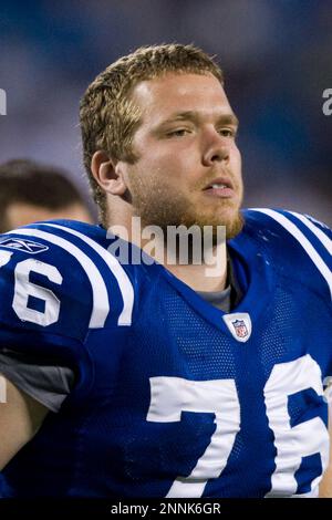 Indianapolis Colts offensive tackle Dan Skipper (74) walks off the field  after an NFL pre-season football game against the Buffalo Bills, Saturday,  Aug. 12, 2023, in Orchard Park, N.Y. Buffalo defeated the