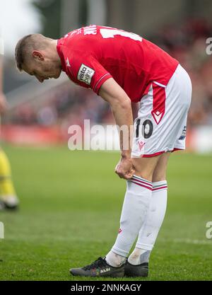 Wrexham, Wrexham County Borough, Wales. 25th February 2023. Wrexham's Paul Mullin, during Wrexham Association Football Club V Dorking Wanderers Football Club at The Racecourse Ground, in in the Vanarama National League. (Credit Image: ©Cody Froggatt/Alamy Live News) Stock Photo