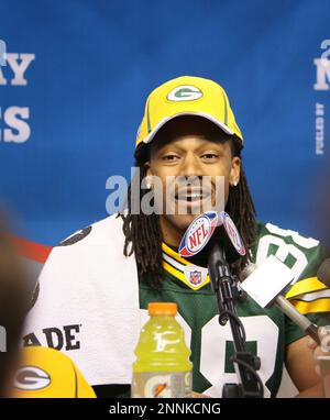 Green Bay Packers safety Atari Bigby (20) during player introduction of an  NFL football game between the Green Bay Packers and the Detroit Lions  Sunday, Oct. 18, 2009, in Green Bay, Wis.