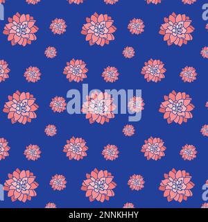 PATTERN OF PINK FLOWERS WITH BLUE COLOR Stock Vector
