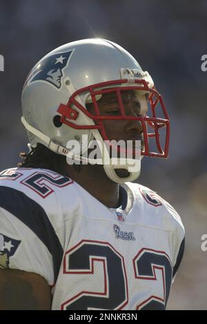 Asante Samuel of the New England Patriots intercepts Donovan McNabb of the  Philadelphia Eagles in the first half of Superbowl XXXIX in Jacksonville,  Florida on February 6, 2005. The interception is later