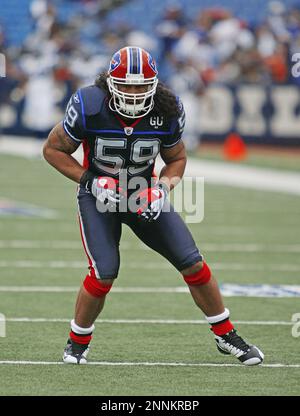 07 September 2008: Buffalo Bills defensive tackle Marcus Stroud (99),  defensive tackle Kyle Williams (95), and defensive end Chris Kelsay (90)  lead the charge against the Seattle Seahawks at Ralph Wilson Stadium