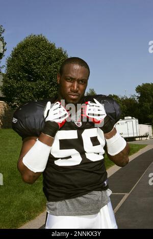 30 July 2009: Wide Reciever Terrell Owens of the Buffalo Bills unveils the  new throwback uniforms after the Bills Thursday night practice at St. John  Fisher College in Pittsford, New York. (Icon