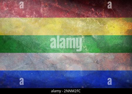 retro flag of Indo Aryan peoples Rajasthanis with grunge texture. flag representing ethnic group or culture, regional authorities. no flagpole. Plane Stock Photo