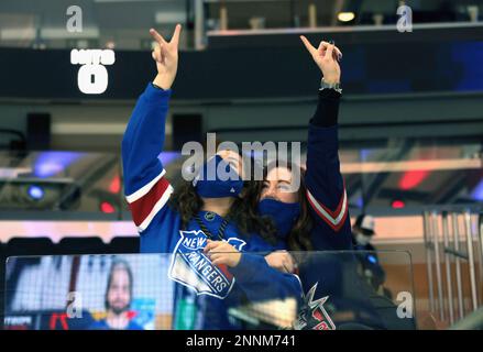 Fans cheer on the New York Rangers as they take the ice to warm up before  playing against the New Jersey Devils in Game 1 of the NHL Eastern  Conference Finals at Madison Square Gardenin New York on Monday, May 14  2012. (Photo by Jim McIsaac