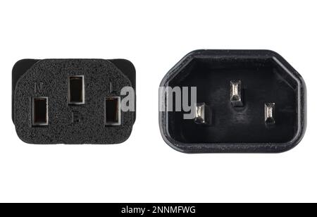 connectors C13-C14 on a white background in an insulator Stock Photo