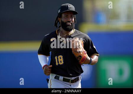 Pittsburgh Pirates Brian Goodwin (18) during warmups before a