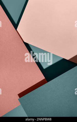 Paper for pastel overlap in pink and green color for background, banner, presentation template. Creative trendy background design in natural colors. Background in 3d style. Stock Photo