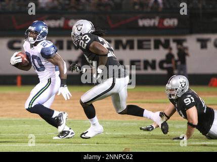 Oakland Raiders #23 Corner Back Jonathan Holland with the ball. The New  York Giants defeated the Oakland Raiders 44-7 at Giants Stadium in  Rutherford, New Jersey. (Credit Image: © Anthony Gruppuso/Southcreek  Global/ZUMApress.com