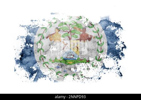Belize, Belizean flag background painted on white paper with watercolor Stock Photo