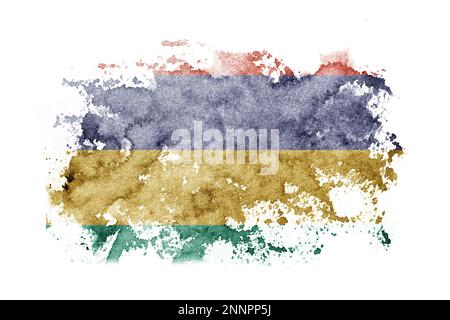 Mauritius flag background painted on white paper with watercolor Stock Photo
