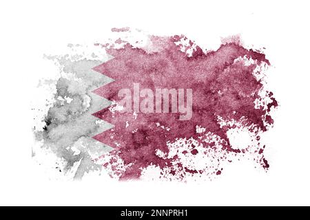 Qatar, Qatari flag background painted on white paper with watercolor Stock Photo