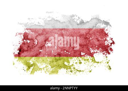 Russia, Russian, North Ossetia flag background painted on white paper with watercolor Stock Photo