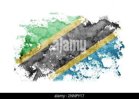 Tanzania flag background painted on white paper with watercolor Stock Photo