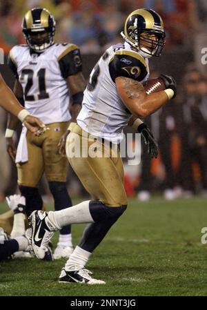 St. Louis Rams linebacker James Laurinaitis (55) is seen during an NFL  football game against the Detroit Lions at Ford Field in Detroit, Sunday,  Nov. 1, 2009. (AP Photo/Carlos Osorio Stock Photo - Alamy