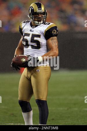 St. Louis Rams linebacker James Laurinaitis (55) is seen during an NFL  football game against the Detroit Lions at Ford Field in Detroit, Sunday,  Nov. 1, 2009. (AP Photo/Carlos Osorio Stock Photo - Alamy