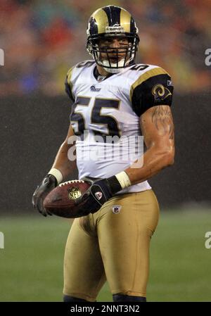 St. Louis Rams linebacker James Laurinaitis (55) is seen during an NFL  football game against the Detroit Lions at Ford Field in Detroit, Sunday,  Nov. 1, 2009. (AP Photo/Carlos Osorio Stock Photo - Alamy