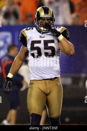 St. Louis Rams linebacker James Laurinaitis (55) is seen during an NFL  football game against the Detroit Lions at Ford Field in Detroit, Sunday,  Nov. 1, 2009. (AP Photo/Carlos Osorio Stock Photo - Alamy