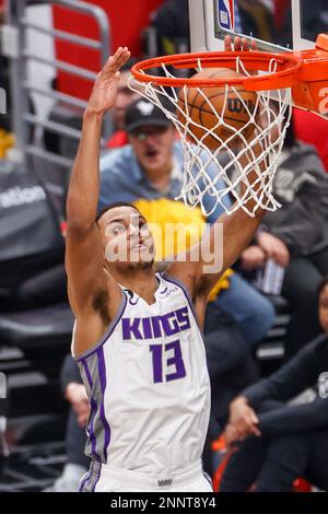 Los Angeles, United States. 24th Feb, 2023. Sacramento Kings forward Keegan Murray dunks against the Los Angeles Clippers during an NBA basketball game. Kings 176:175 Clippers Credit: SOPA Images Limited/Alamy Live News Stock Photo