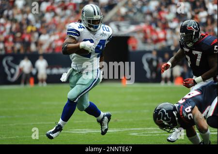 Sept. 26, 2010 - Houston, TX, USA - 26 September 2010: Dallas Cowboys  quarterback Tony Romo (9) warming up before the game between the Dallas  Cowboys and the Houston Texans at Reliant