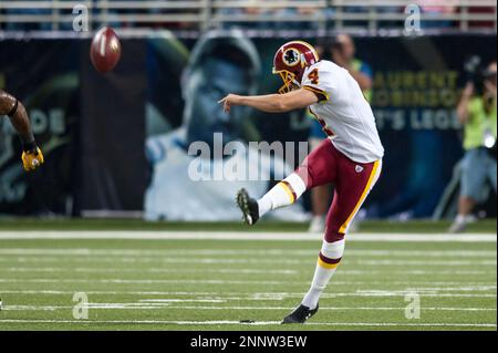 September 26, 2010: Graham Gano (4) during the NFL game between The  Washington Redskins and the St. Louis Rams at the Edward Jones Dome in St.  Louis, Missouri. St. Louis won 30-16 (