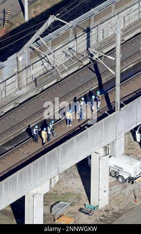 Damaged Power Poles For The Tohoku Shinkansen Bullet Train Due To A ...