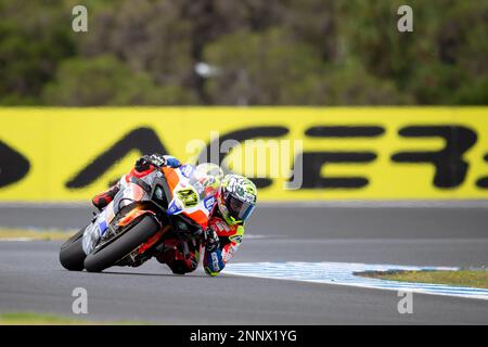 Phillip Island, Australia, 26 February, 2023. Axel Bassani of ITA on the Motocorsa Racing Ducati during The 2023 FIM World Superbike Championship at The Phillip Island Circuit on February 26, 2023 in Phillip Island, Australia. Credit: Dave Hewison/Alamy Live News Stock Photo