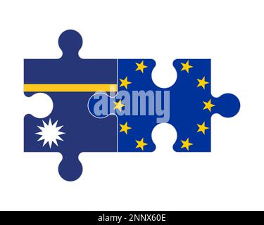 Connected puzzle of flags of European Union and America, vector Stock ...