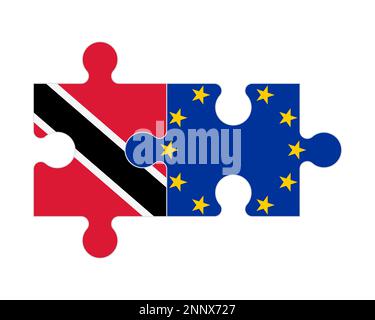 Connected puzzle of flags of Trinidad and Tobago and European Union, vector Stock Vector