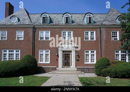Ann Arbor, Michigan -  Campus of the University of Michigan with traditional brick fraternity building Stock Photo