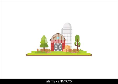 illustration of a farm building flat design concept Stock Vector