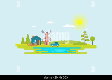 Vector illustration of agriculture in a rustic flat design style concept Stock Vector