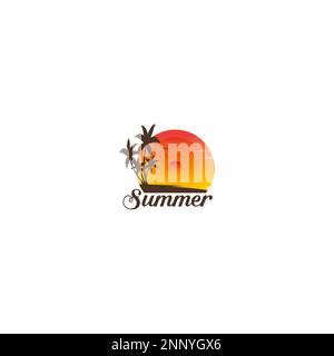 logo design summer beach flat design concept Stock Vector