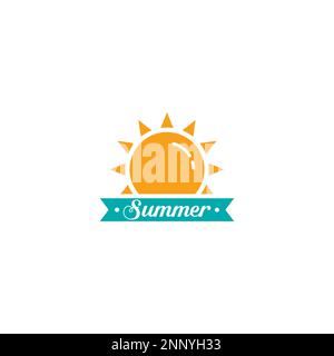 Summer sun logo flat design concept Stock Vector