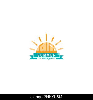 Summer sun logo flat design concept Stock Vector