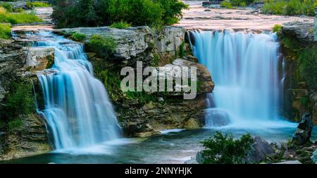Lundbreck Falls on Crowsnest River, Lundbreck, Alberta, Canada Stock Photo