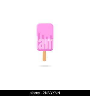 sweet strawberry stick ice cream melted vector design isolated white background Stock Vector