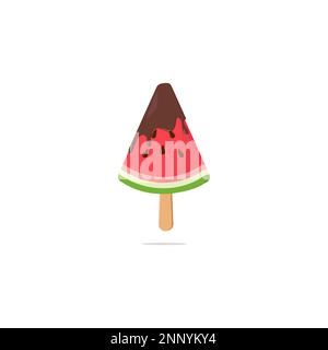 watermelon ice cream sticks with melted chocolate vector design isolated on a white background Stock Vector