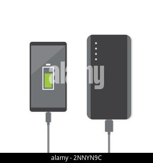 charging smart phones with a power bank Stock Vector