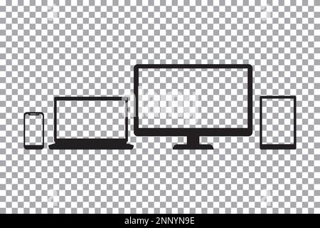 vector design mockup electronic device. monitor, laptop, smartphone, tablet Stock Vector