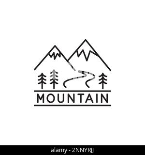 monoline mountain simple vector illustration Stock Vector